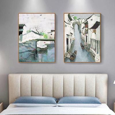 新中式吴冠中装饰画水墨油画抽象客厅玄关挂画民俗餐厅背景墙壁画
