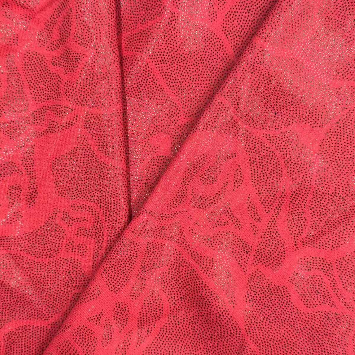涤纶经编莱卡烫玫瑰指纹点镭射布料烫金布瑜伽服运动吸湿面料布