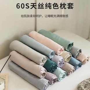 60s天丝纯色枕套冰丝光滑凉感单双人夏天枕头套一只装 夏季 48x74