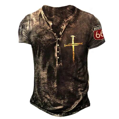 Vintage Button V-neck Men