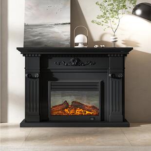 壁炉柜装 饰柜仿真火电子壁炉法式 饰靠墙柜 黑色电子取暖壁炉装 美式