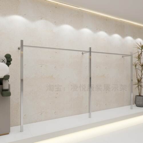 轻奢女装店服装店落地壁挂式展示陈列货架上墙专用不锈钢婚纱衣架
