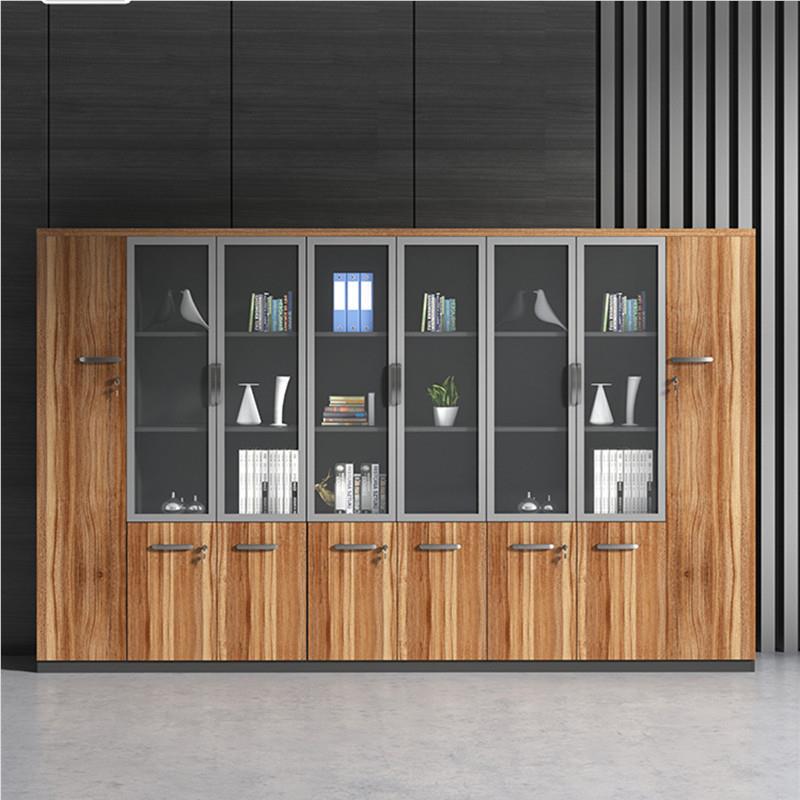 办公家具质办WJG公室文件柜带锁档案木柜料柜资老板桌背景储物柜