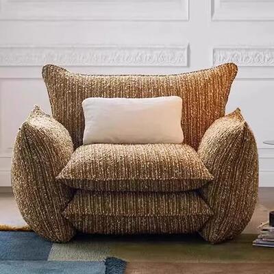 复古瑟利亚休闲椅意式极简单人沙发法式新款小户型客厅懒人沙发椅