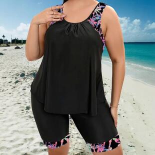 9610 European and American Plus Size Tankini Womens Swimsuit