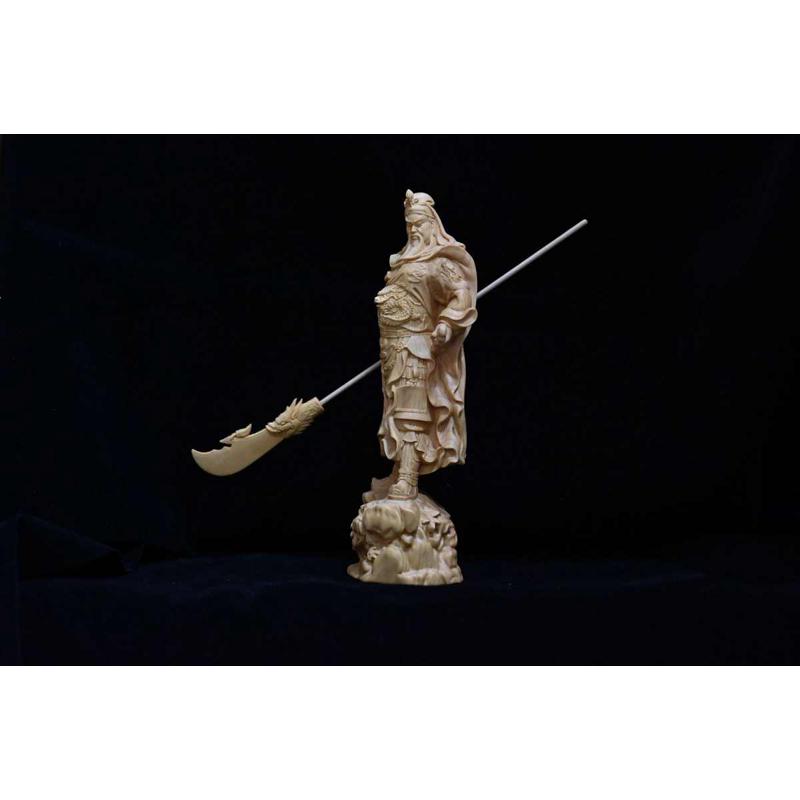 武财神关公关羽像小叶黄杨木雕木雕摆件人物木雕工艺品摆件