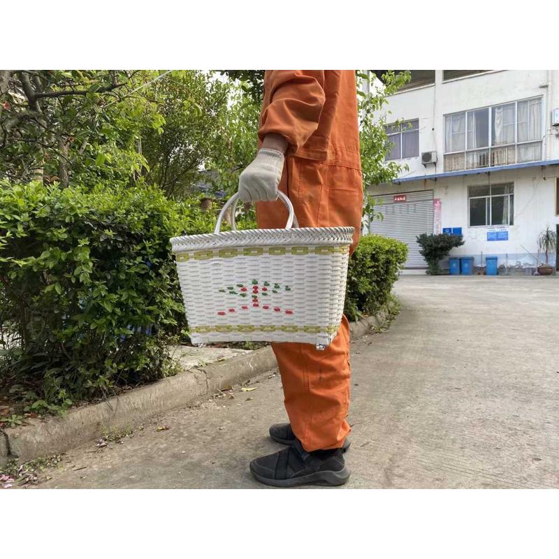 6B76手工买菜大号塑料编织菜篮子手提篮购物篮收纳框洗澡篮宠物篮