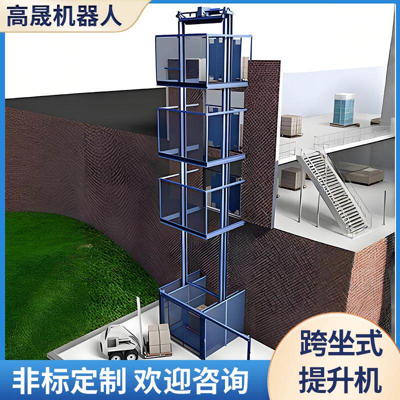 跨坐式提升机托盘垂直循环快速升降车间用液压导轨货物电梯升降机
