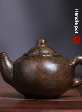 提手壶实木雕刻提手壶提手件桌面小饰品家居装饰工艺品