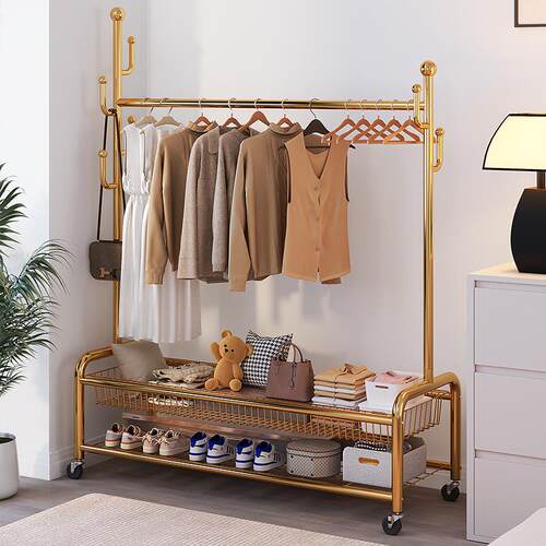 Simple single-rod clothes hanger, hat rack, floor-standing b