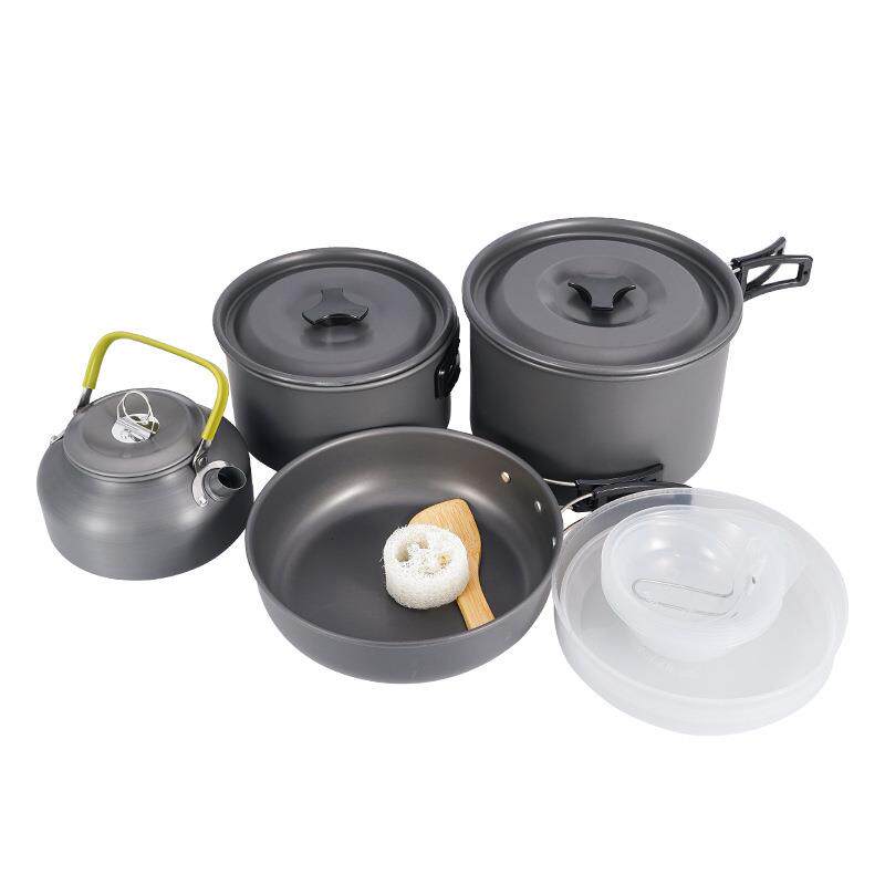 户外野营套锅5-6人锅具茶壶套装便携野餐炉具水壶炊具DS-508套锅