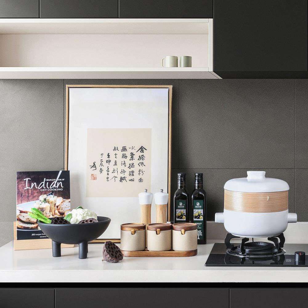 新中式厨房层架饰品组合摆件样板间创意陶瓷花器橄榄油展厅道具