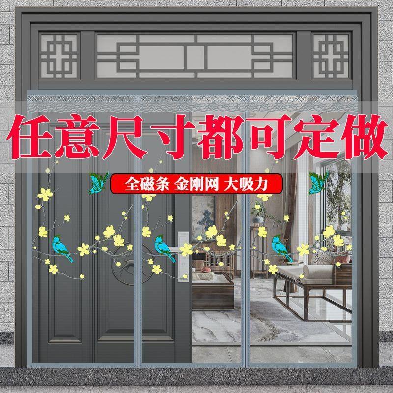 大门专用防蚊门帘农村自建房入户门别墅纱窗网自装防晒全磁条门帘