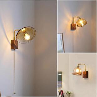 中古风壁灯日式复古现代卧室床头壁灯充电免布线壁灯可充电不插电