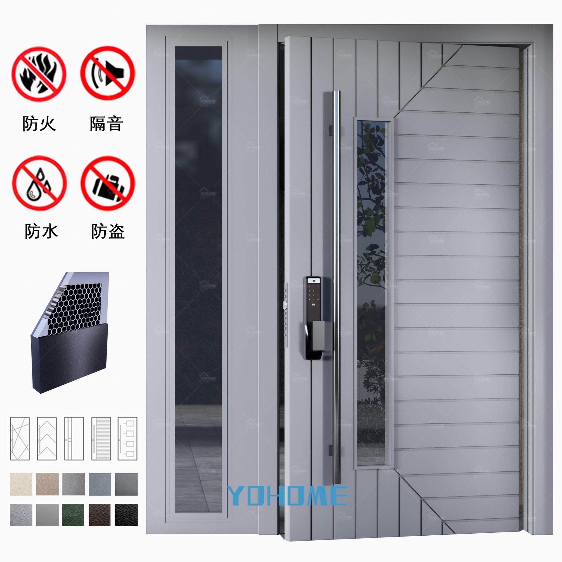 出口防盗门甲级入户门密码锁进户门断桥精雕别墅大门铸铝入户门