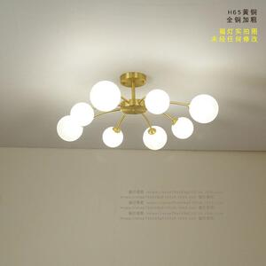 纯铜新款北欧风格全铜大气客厅吊灯简约个性创意餐厅卧室房间灯饰