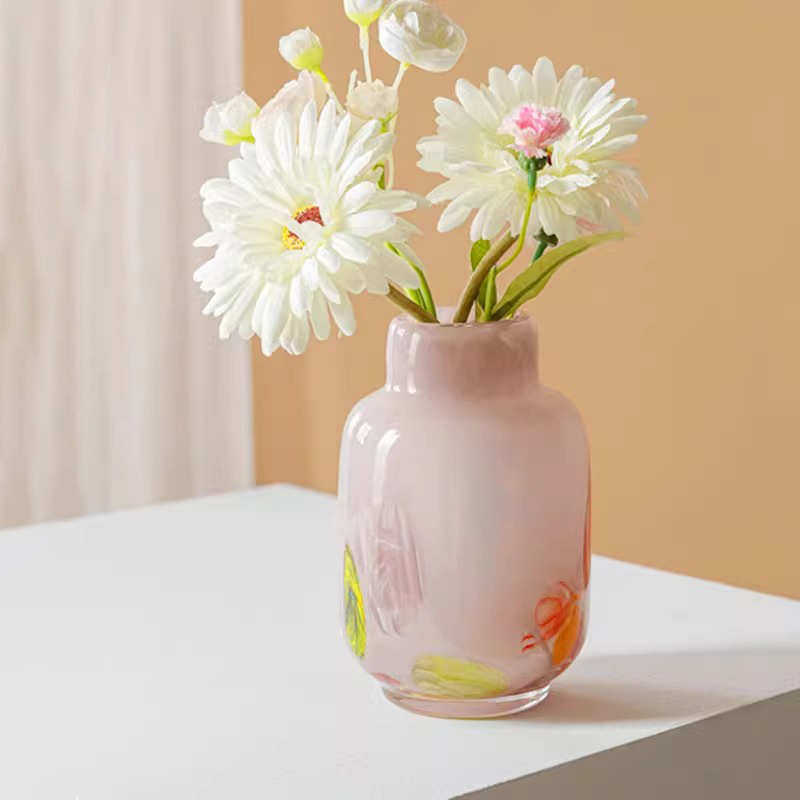 中古芬顿风粉色玉质玻璃花瓶样板房客厅家居水培插花摆件春色花器,家居饰品,花瓶,淘宝优惠券,粉丝福利购,淘宝优惠卷