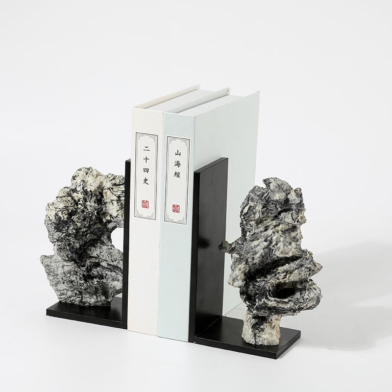 新中式家居铁山太湖石摆件样板房创意假山摆设玄关电视柜软装饰品