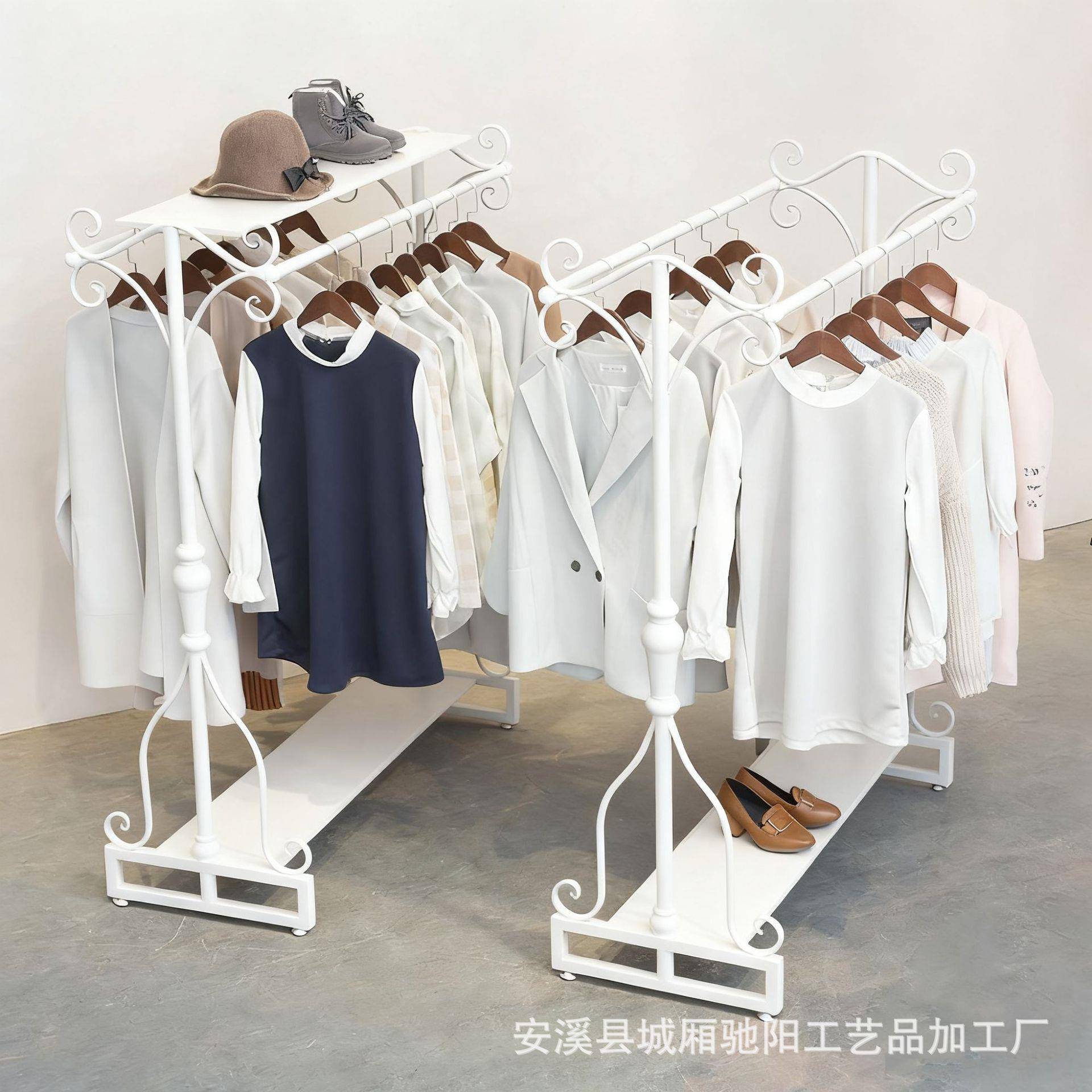 铁艺服装店展示架落地式衣服架子店铺中间衣架展示架双排中岛架