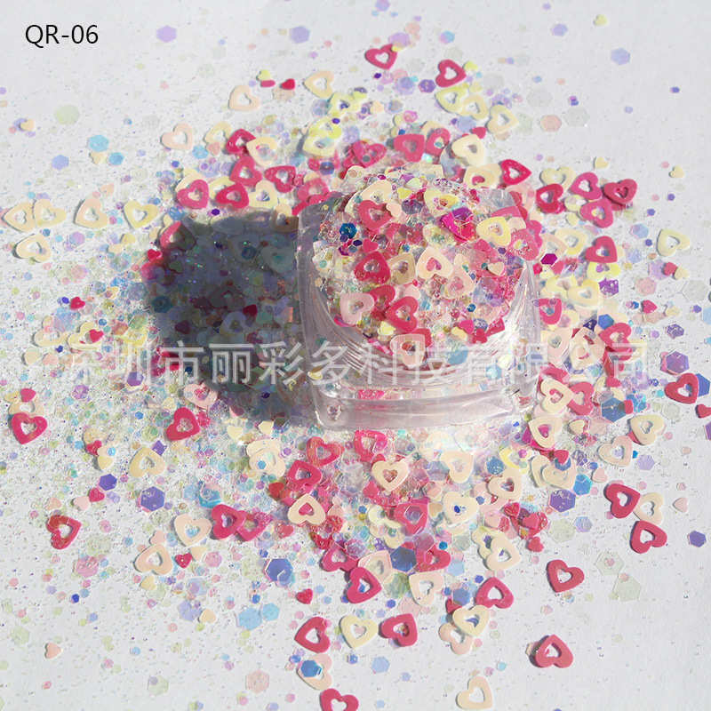丽彩多新品情人节系列日系亮片异形混合闪粉礼品装饰闪片美甲亮片