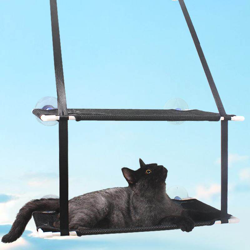 新款直销新款宠物猫吊床 吸盘式猫爬架玻璃窗台瓷砖双层三明治网