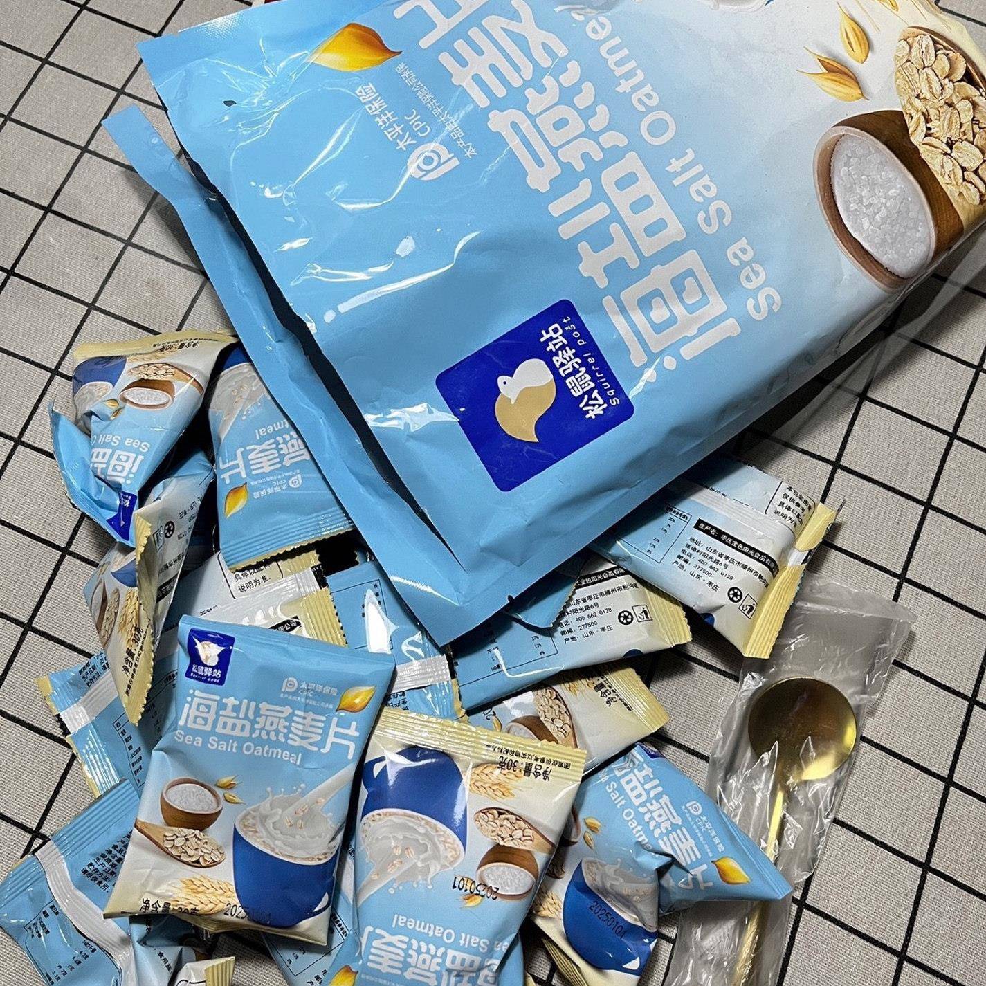 松鼠驿站咸麦片海盐营养麦片小袋代餐燕麦即食早餐学生冲饮咸口