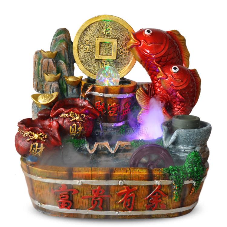 工艺品加湿器装饰品室内流水树脂摆设年年有鱼创意家居