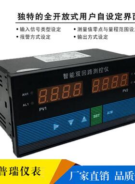 D823智能双回路测控仪厂家温度压力液位双通道数字显示控制仪