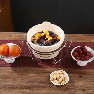 围炉煮茶家用室内老式炭炉家用打边炉泥碳炉户外烧烤陶土烤茶茶壶