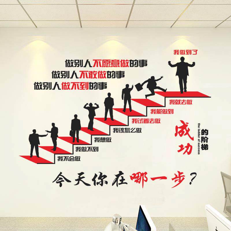 企业文化墙贴纸 中式风格墙贴 大型办公室贴画 PVC平面墙贴GS004-