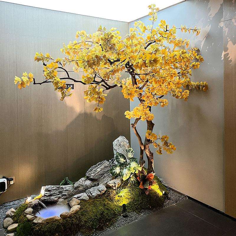银杏树仿真绿植假树橱窗装饰造景室内外大型摆件景观落地仿真花