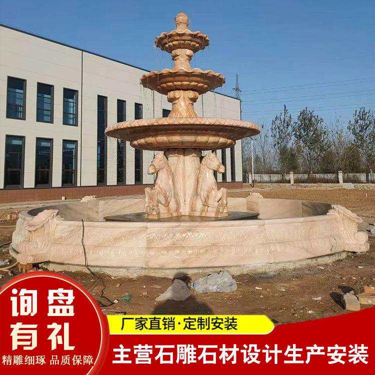 双层三层欧式喷泉小区中心广场园林景观流水摆件石雕莲花座喷泉