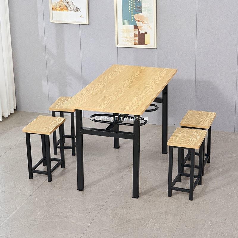 公司学生不锈钢食堂分体餐桌面馆饭堂快餐店4人6人挂凳餐桌子组合