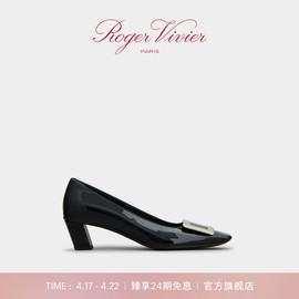 24期免息Roger Vivier/RV女鞋Belle Vivier漆皮方扣高跟婚鞋