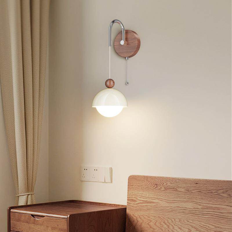 2026新款法式中古风卧室床头壁灯奶油风拉线开关过道走廊装饰墙灯