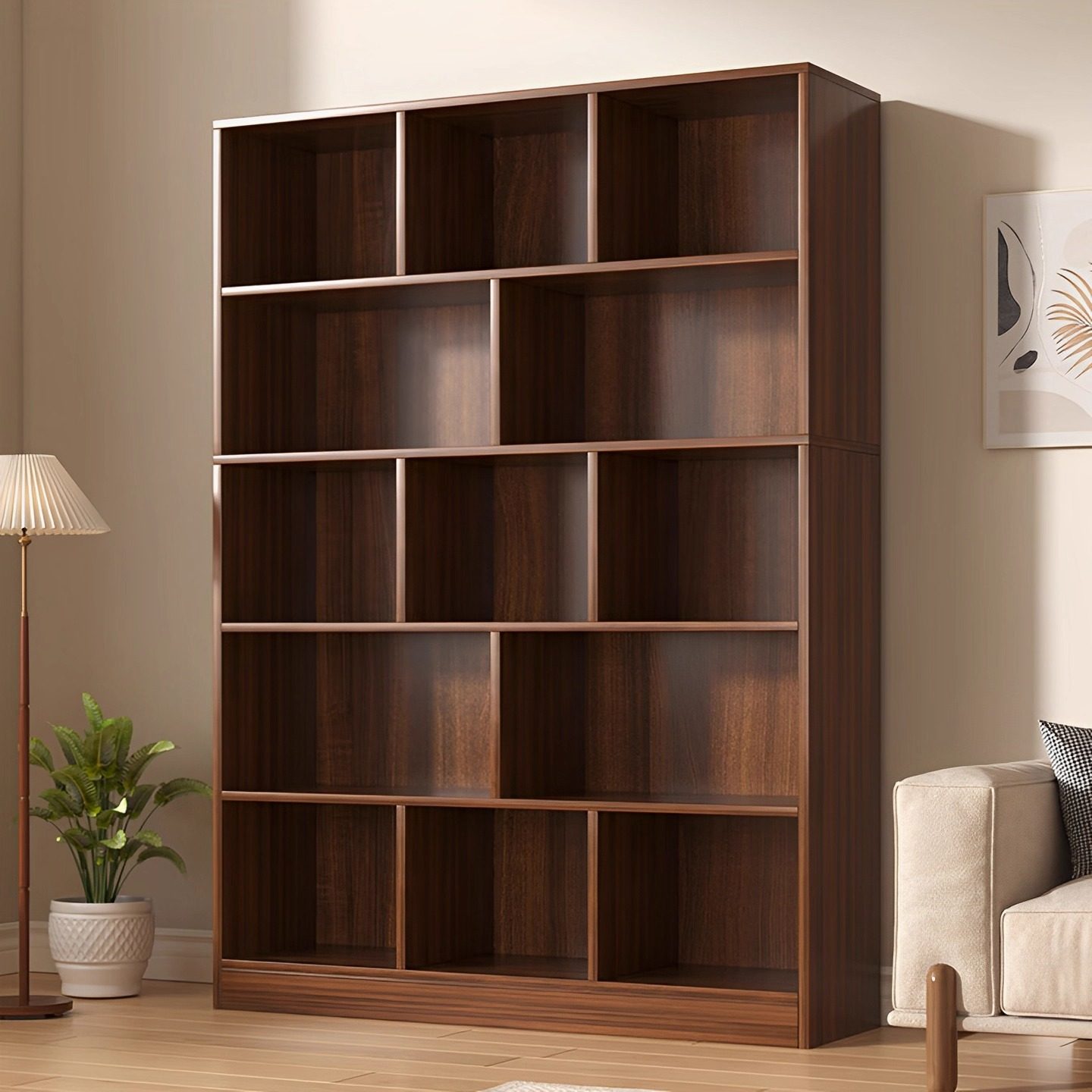 书架一体靠墙格子柜学生家用书柜储物柜落地置物架实木色收纳柜子,住宅家具,单个书柜,淘宝优惠券,粉丝福利购,淘宝优惠卷