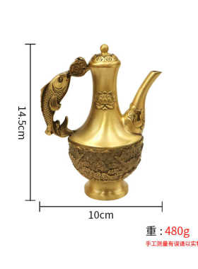 套装茶壶水酒家用烫清酒老式铜手工器制品黄铜新款酒壶黄铜酒杯