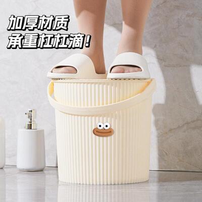 创意可爱容手用提桶家大量水桶加厚洗沐浴凳带盖可坐柚见人钓鱼桶