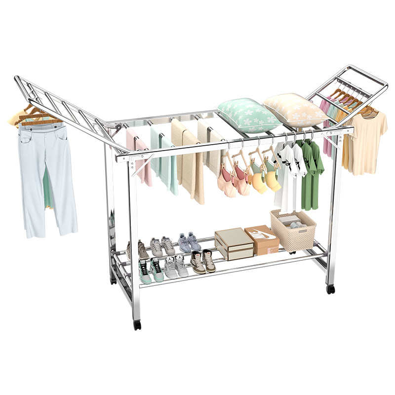 不锈钢晾衣架落地折叠室内家用凉衣架阳台晒被子晒衣架批发