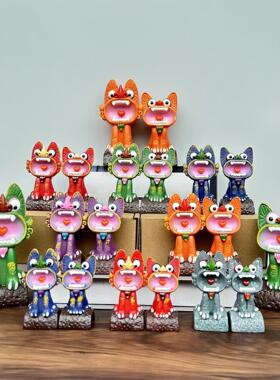 招财云南瓦猫瓦当猫灵兽创意车载桌面摆件云南大理旅游纪念品