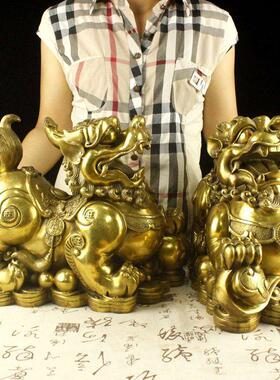 特大号铜貔貅摆件乔迁开业礼品家居金属工艺品长38公分