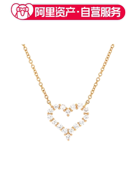 TIFFANY&CO.蒂芙尼爱心中号黄金色镶钻项链女款心形吊坠