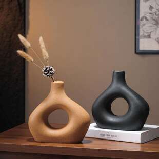 BPN中古风摆件古小复众陶瓷花瓶干插花创酒意简约客厅玄关花柜装