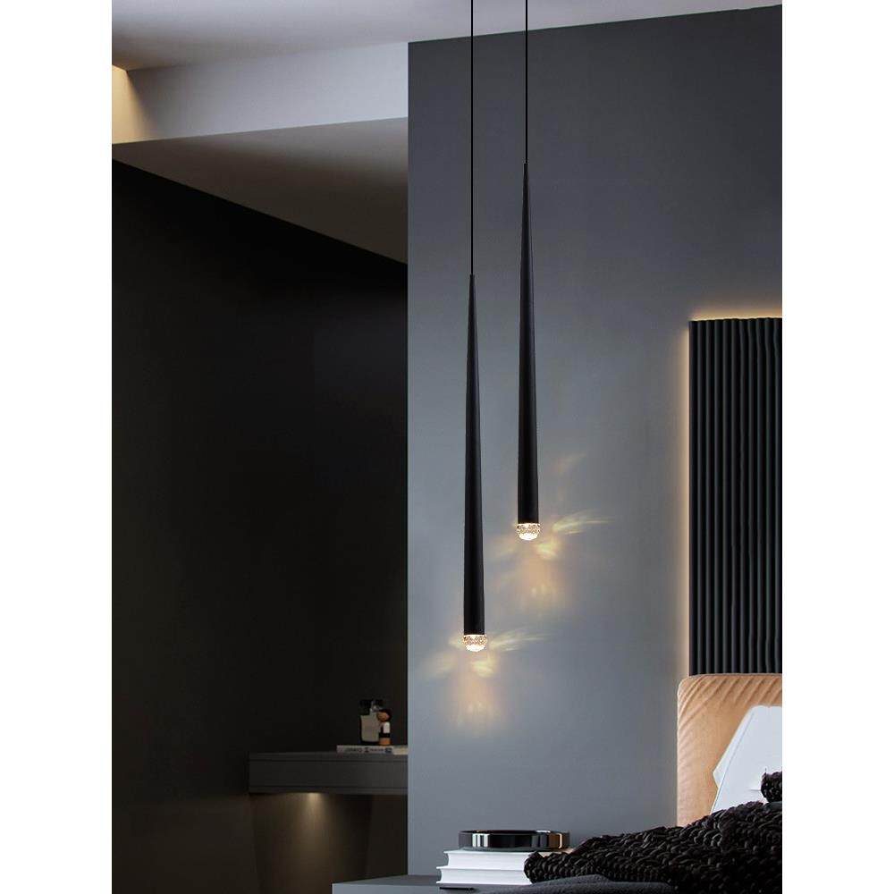 极简小吊灯卧室创意个性现代轻奢黑色设计餐厅吧台灯北欧床头灯具