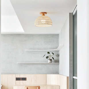 日式 民宿编织灯具 藤编灯吸顶灯走廊灯过道灯玄关灯阳台衣帽间个性