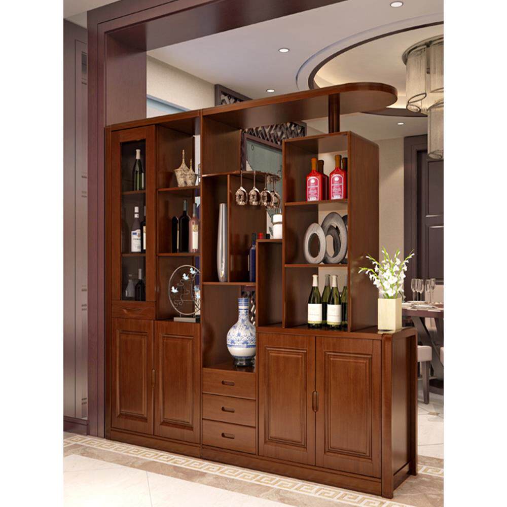 A无品牌/9L隔断柜新中屏式风多功能双面柜酒餐柜边柜门厅柜实木玄