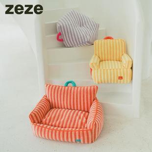 通用可拆洗可爱宠物猫窝 zeze条纹软绒宠物沙发保暖猫咪狗狗床四季
