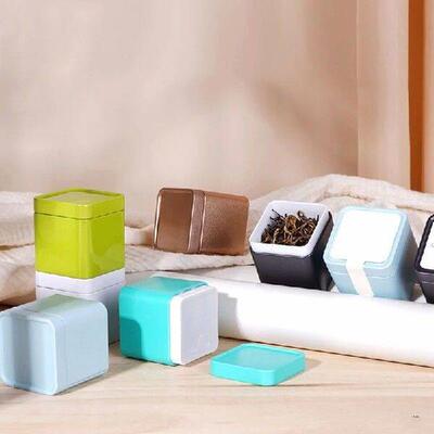 1PC Mini Tin Storage Box Sealed Tea Caddy Small Square