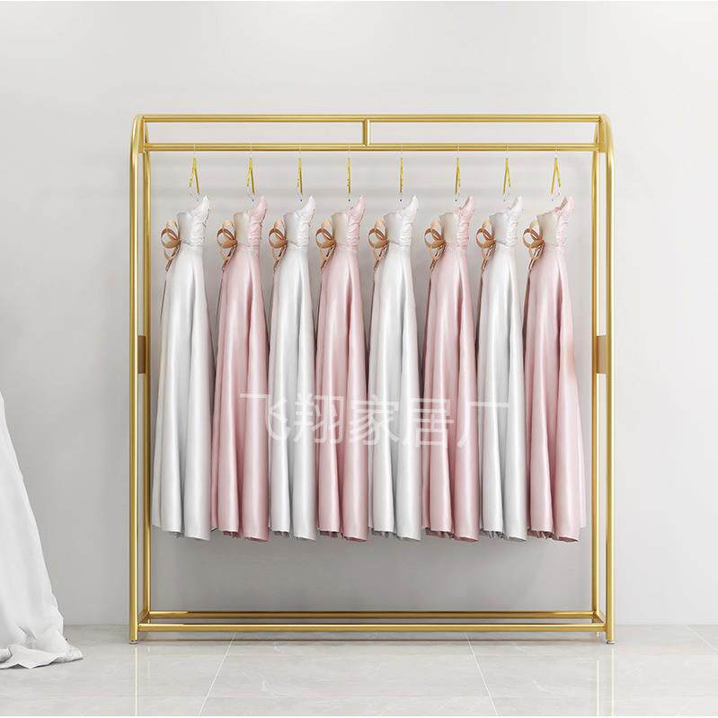 影楼工作室礼服店展示架落地式高档婚纱架铁艺秀禾服挂衣架纳米金