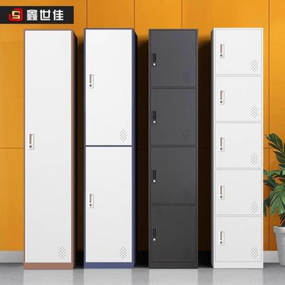 单门更衣柜铁皮柜员工收纳储物柜工厂宿舍员工多门铁皮带锁更衣柜